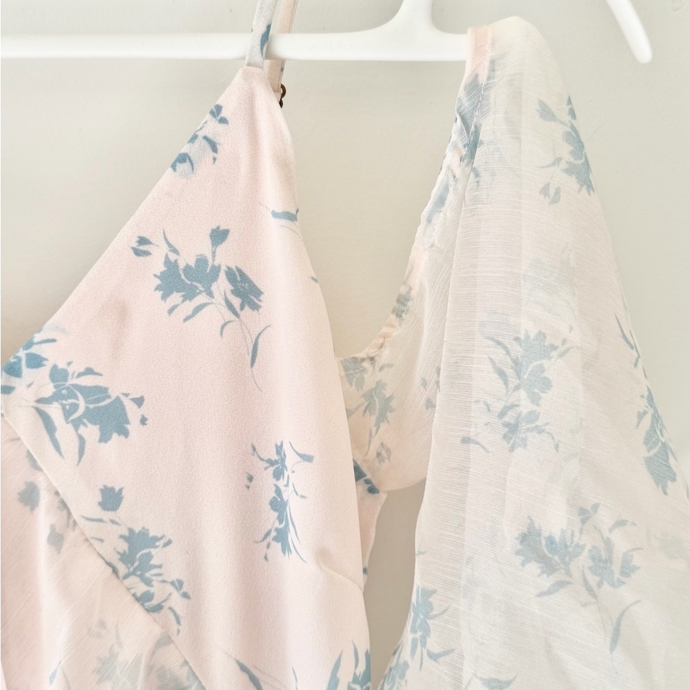 Simple Retro Asymmetrical Floral Ruffle Slip Dress - Picture 5 of 10